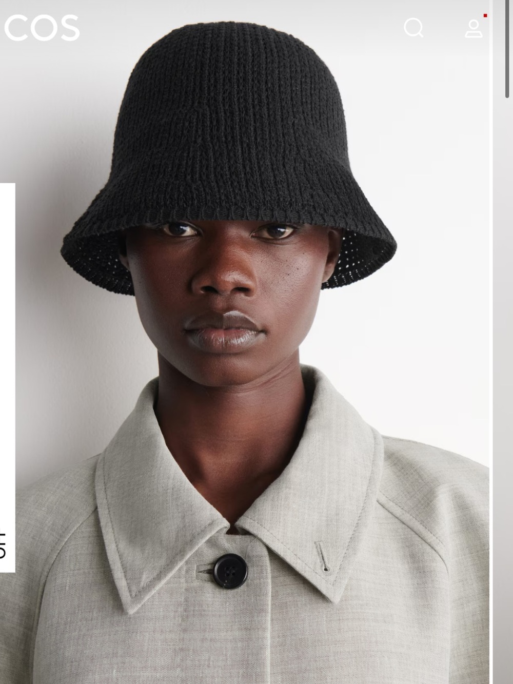 COS Black Ribbed Knit Bucket Hat